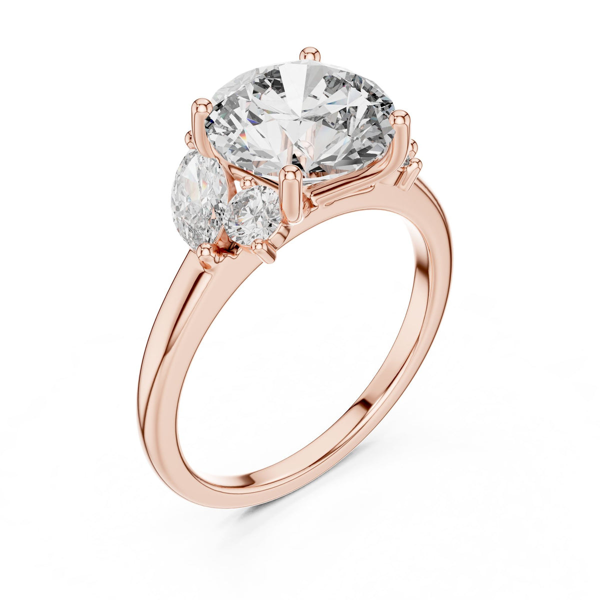 Round Three Stone Lab Grown Diamond Engagement Ring