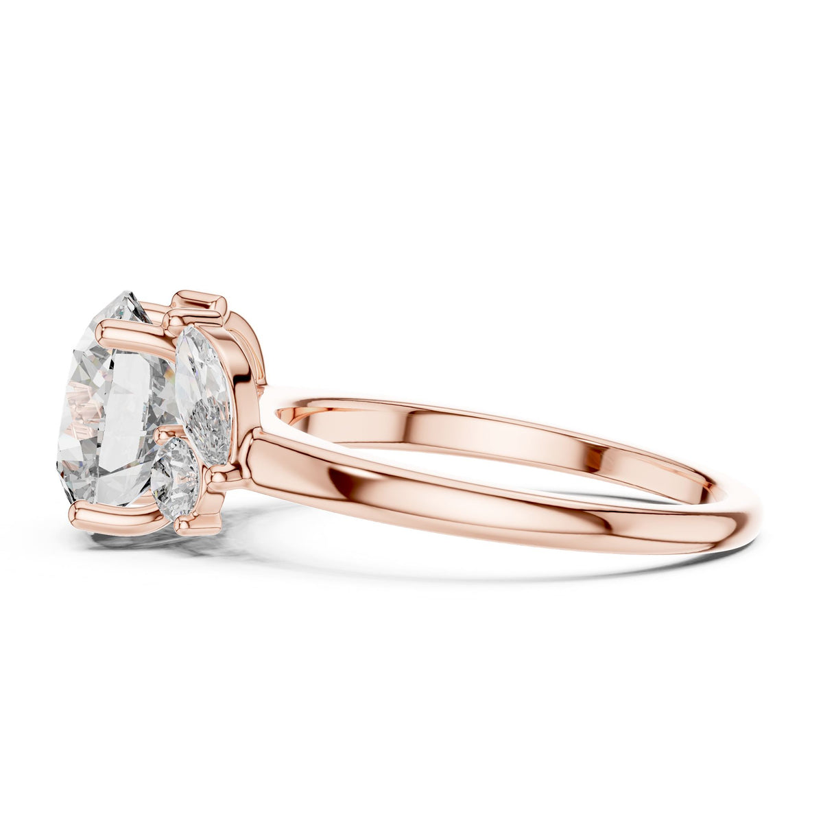 Round Three Stone Lab Grown Diamond Engagement Ring