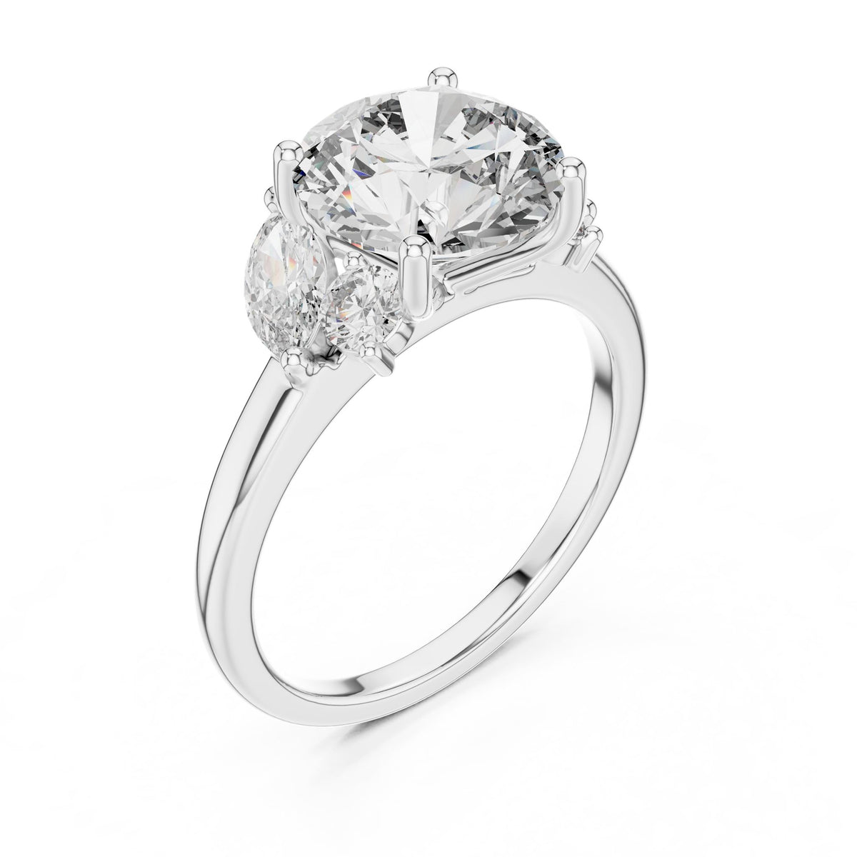 Round Three Stone Lab Grown Diamond Engagement Ring