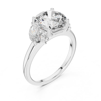 Round Three Stone Lab Grown Diamond Engagement Ring