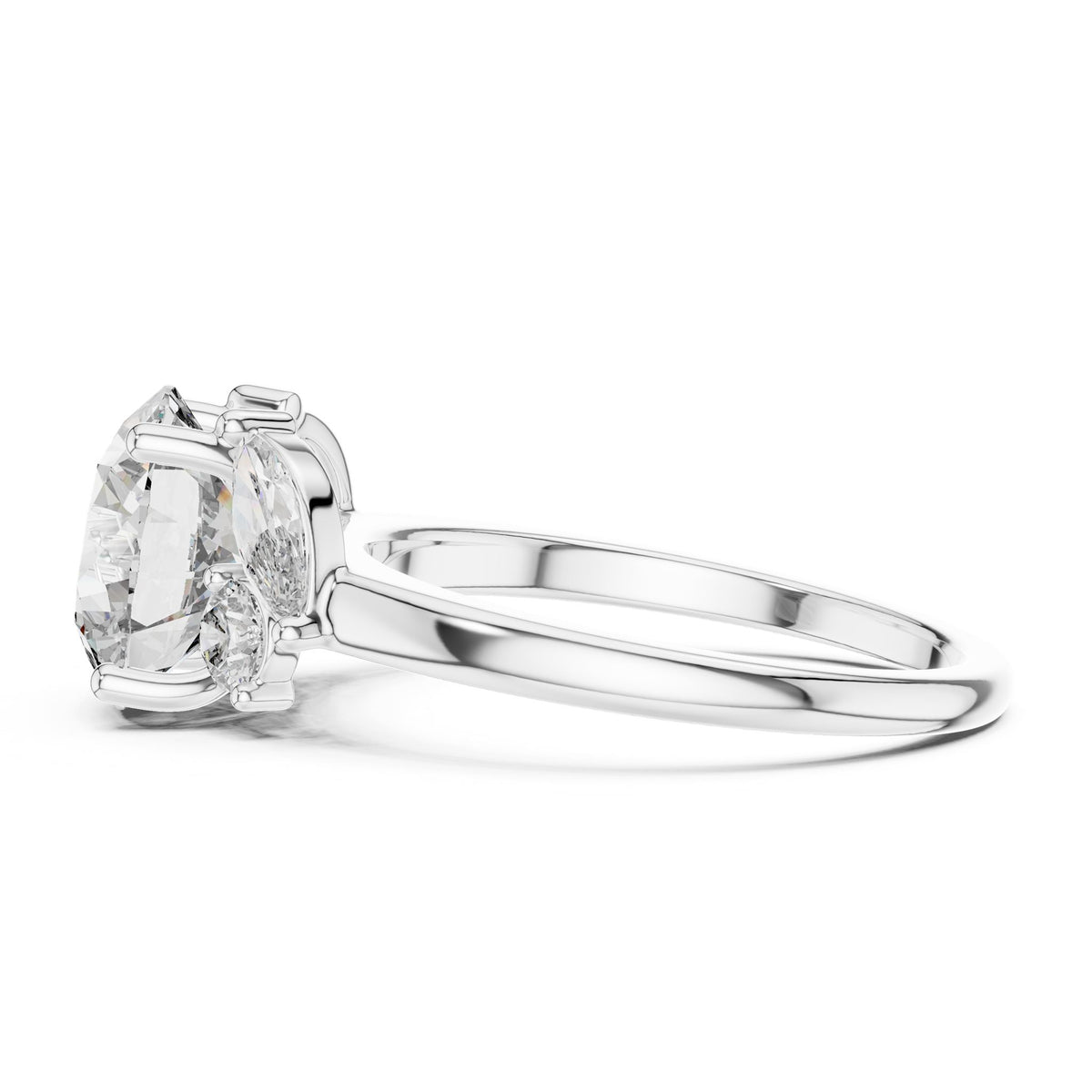 Round Three Stone Lab Grown Diamond Engagement Ring