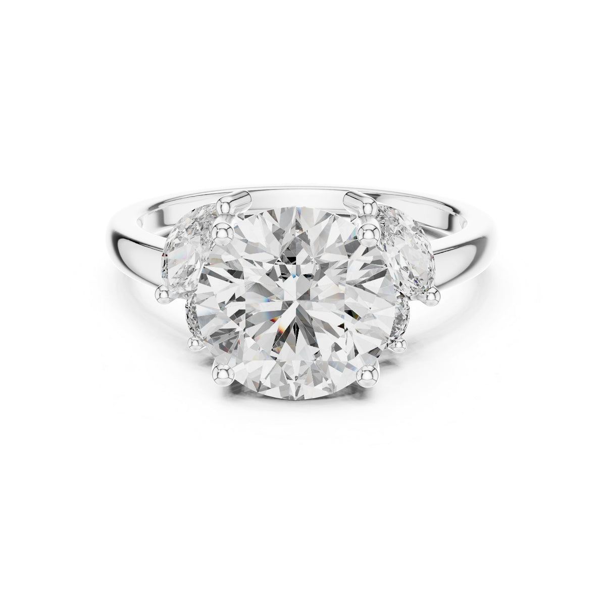 Round Three Stone Lab Grown Diamond Engagement Ring
