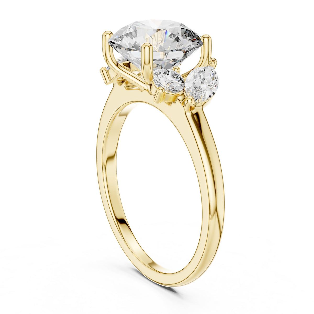 Round Three Stone Lab Grown Diamond Engagement Ring