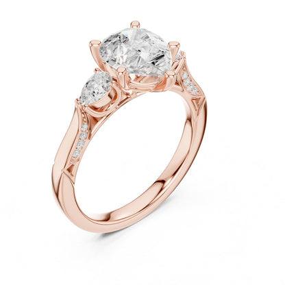 Round Three Stone Lab Grown Diamond Engagement Ring
