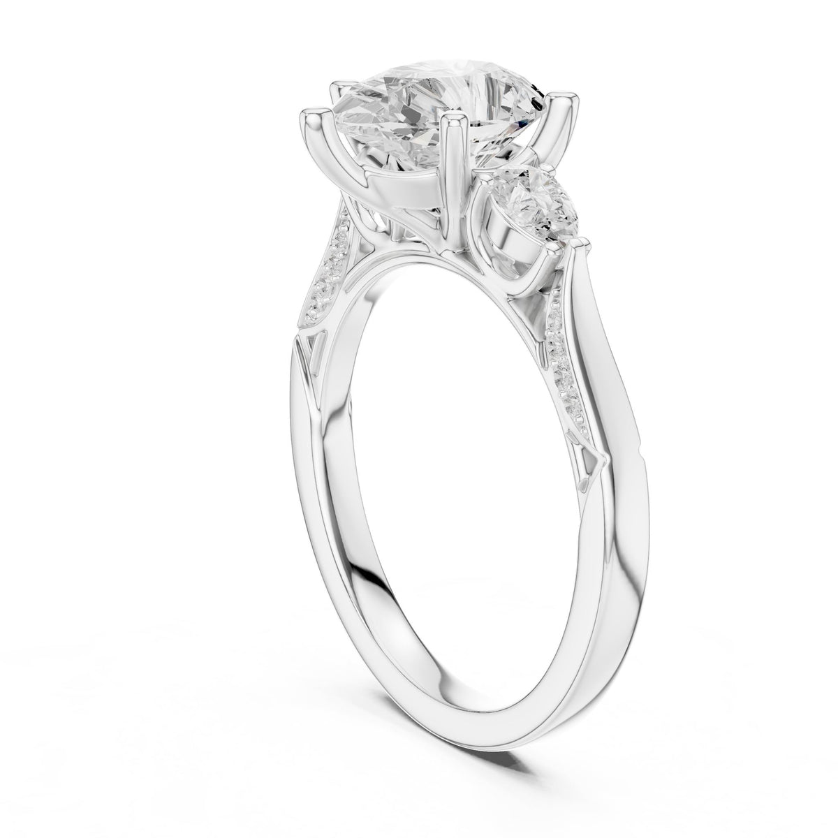 Round Three Stone Lab Grown Diamond Engagement Ring