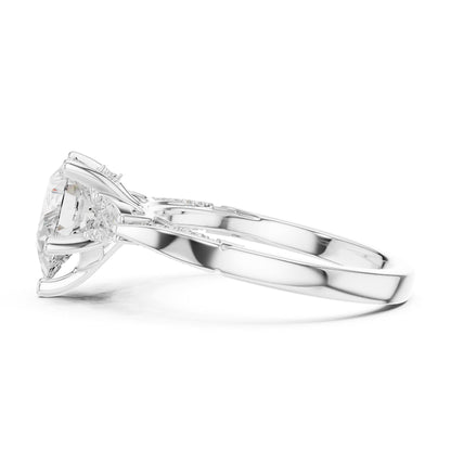 Round Three Stone Lab Grown Diamond Engagement Ring
