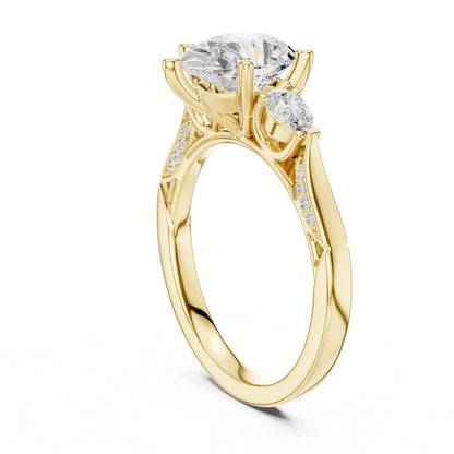 Round Three Stone Lab Grown Diamond Engagement Ring