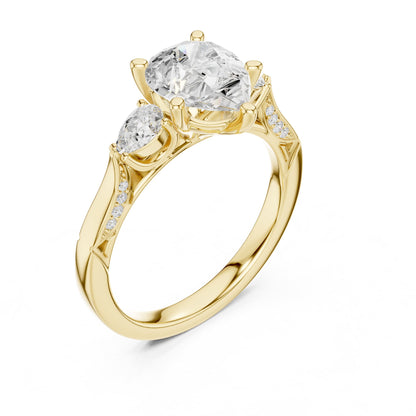 Round Three Stone Lab Grown Diamond Engagement Ring