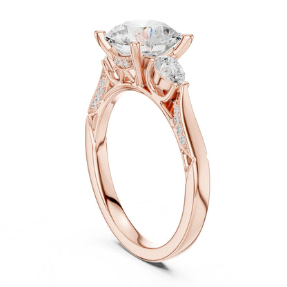 Round Three Stone Lab Grown Diamond Engagement Ring