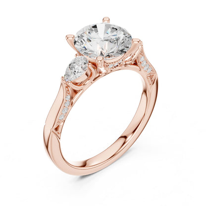 Round Three Stone Lab Grown Diamond Engagement Ring