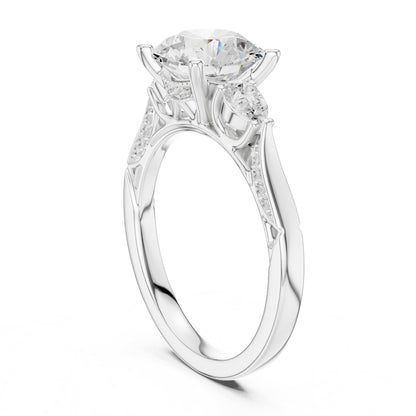 Round Three Stone Lab Grown Diamond Engagement Ring