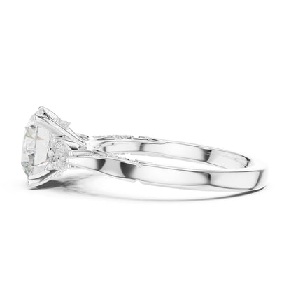 Round Three Stone Lab Grown Diamond Engagement Ring