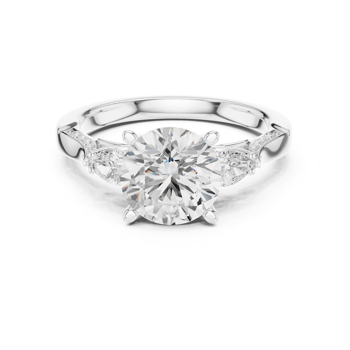Round Three Stone Lab Grown Diamond Engagement Ring