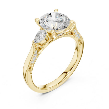 Round Three Stone Lab Grown Diamond Engagement Ring