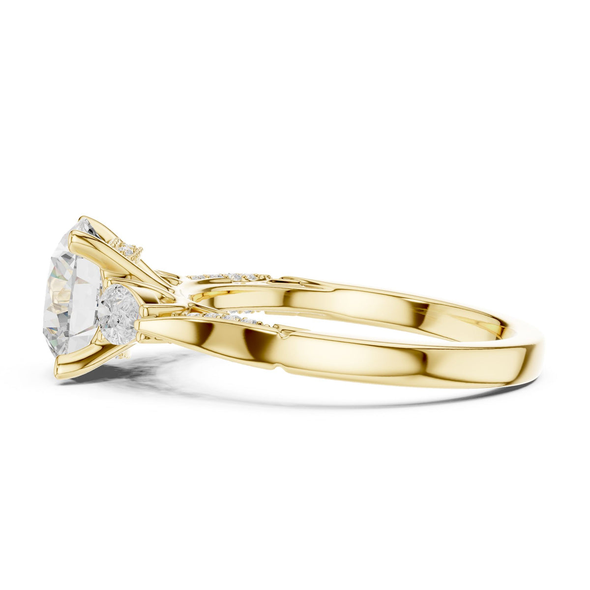 Round Three Stone Lab Grown Diamond Engagement Ring