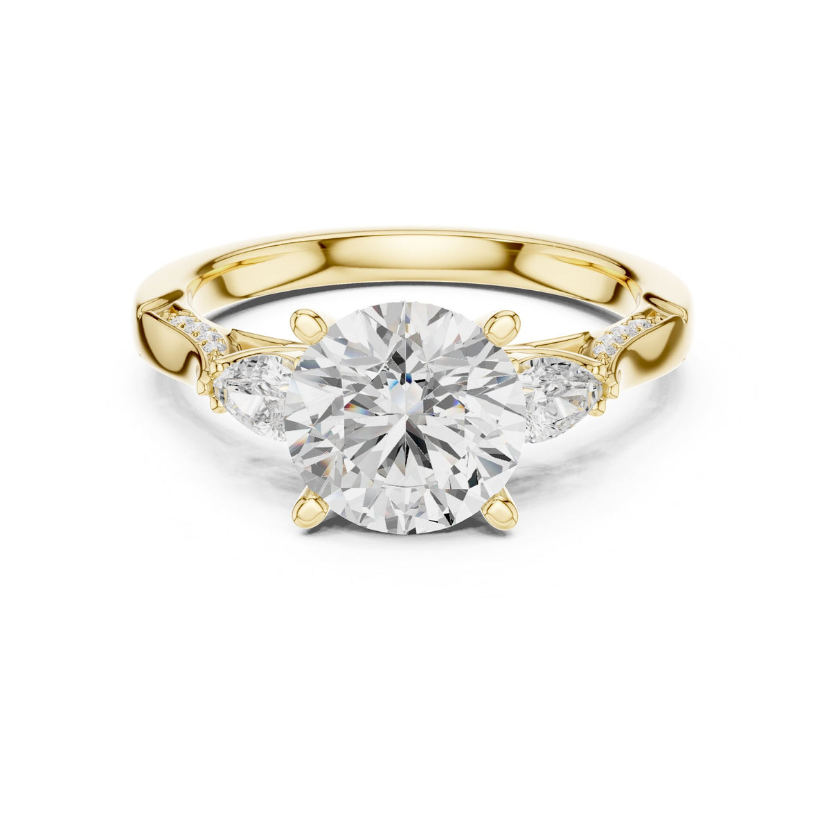 Round Three Stone Lab Grown Diamond Engagement Ring