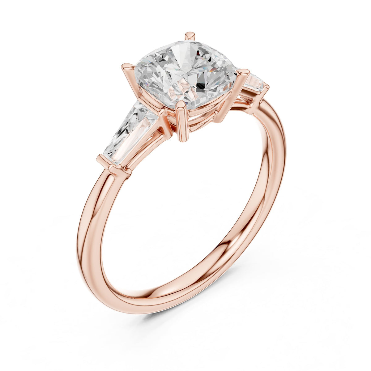Round Three Stone Lab Grown Diamond Engagement Ring