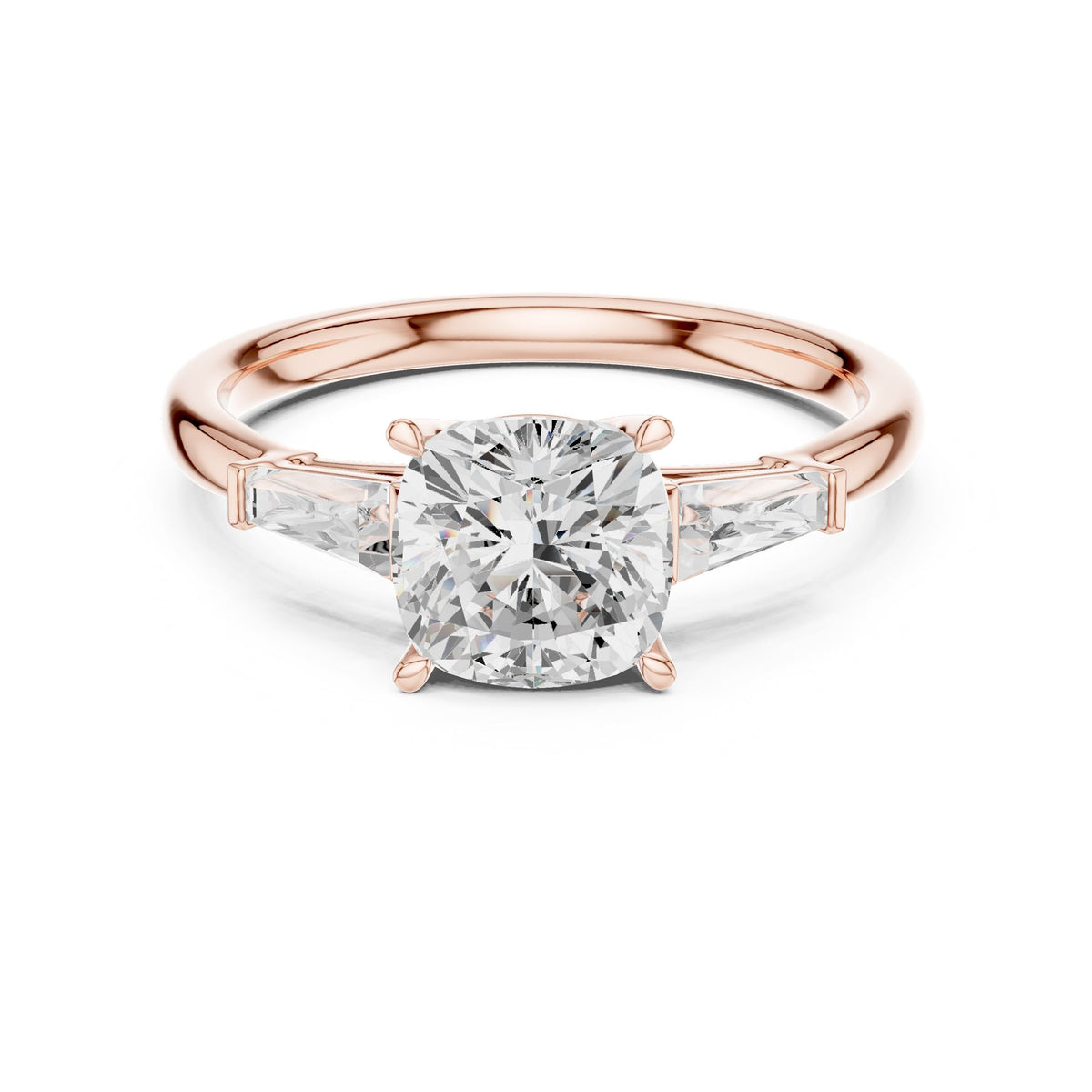 Round Three Stone Lab Grown Diamond Engagement Ring
