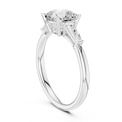 Round Three Stone Lab Grown Diamond Engagement Ring