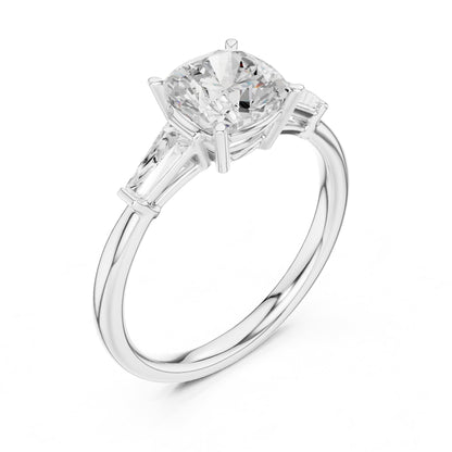 Round Three Stone Lab Grown Diamond Engagement Ring