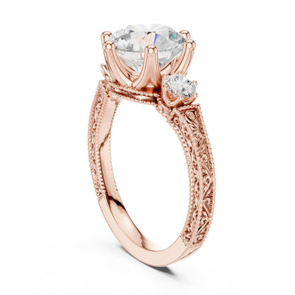 Round Three Stone Lab Grown Diamond Engagement Ring