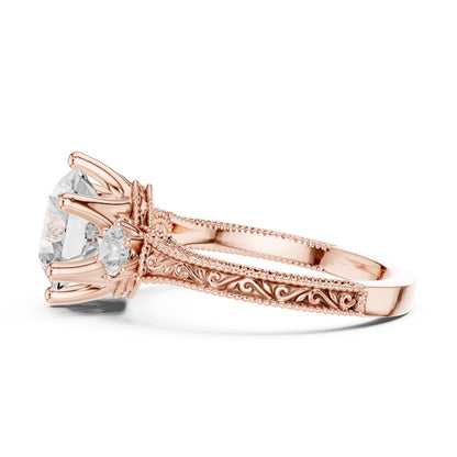 Round Three Stone Lab Grown Diamond Engagement Ring