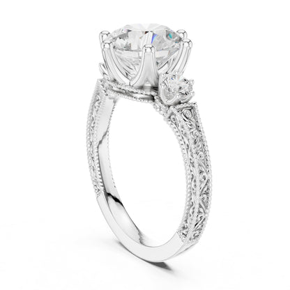 Round Three Stone Lab Grown Diamond Engagement Ring