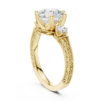 Round Three Stone Lab Grown Diamond Engagement Ring