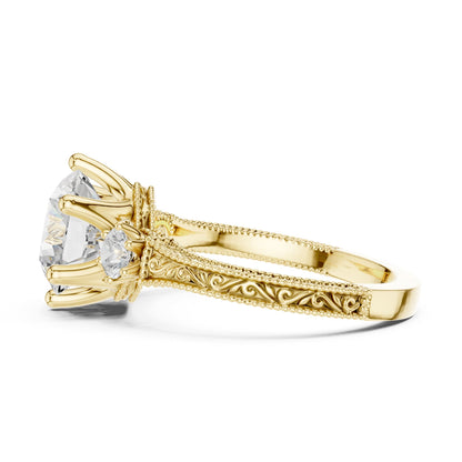 Round Three Stone Lab Grown Diamond Engagement Ring
