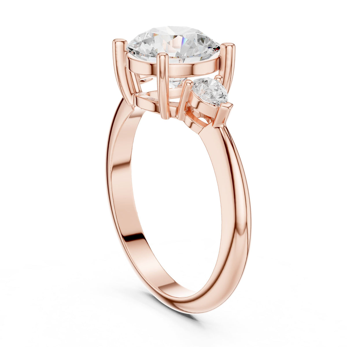 Round Three Stone Lab Grown Diamond Engagement Ring