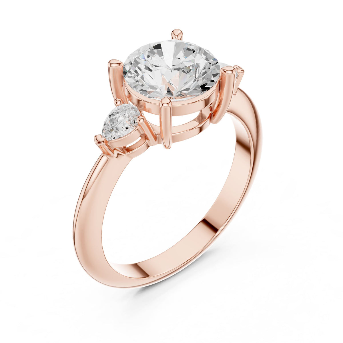 Round Three Stone Lab Grown Diamond Engagement Ring