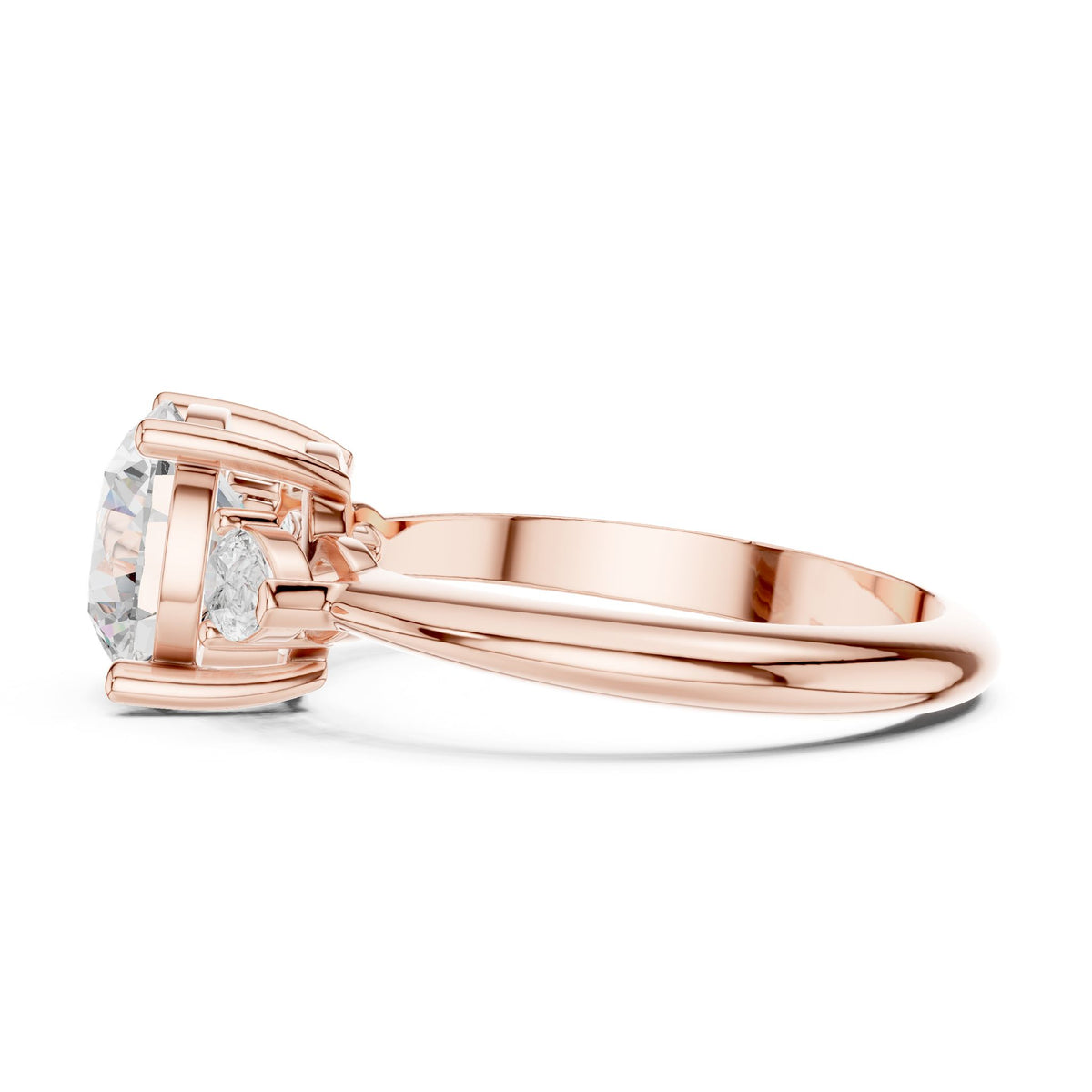 Round Three Stone Lab Grown Diamond Engagement Ring