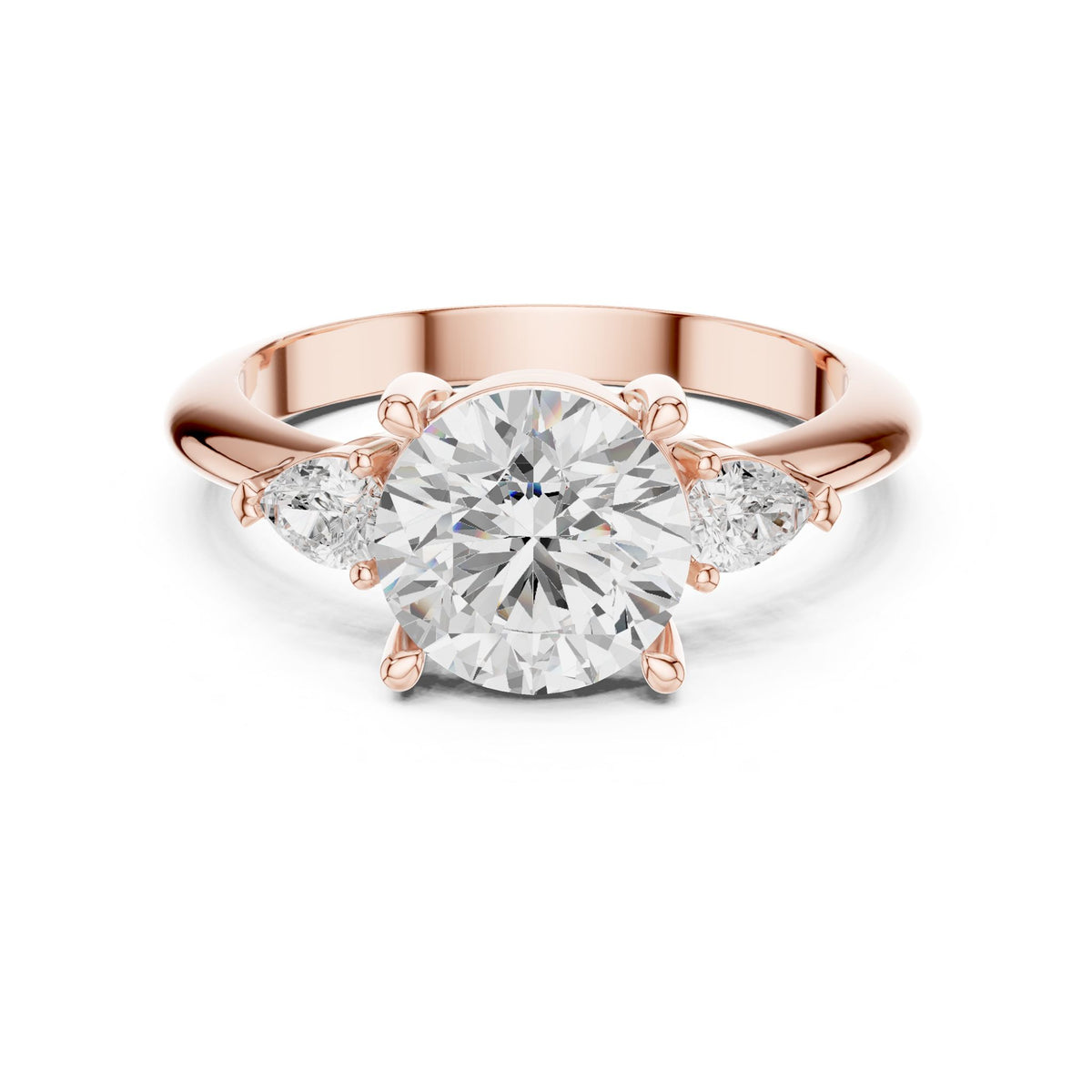 Round Three Stone Lab Grown Diamond Engagement Ring