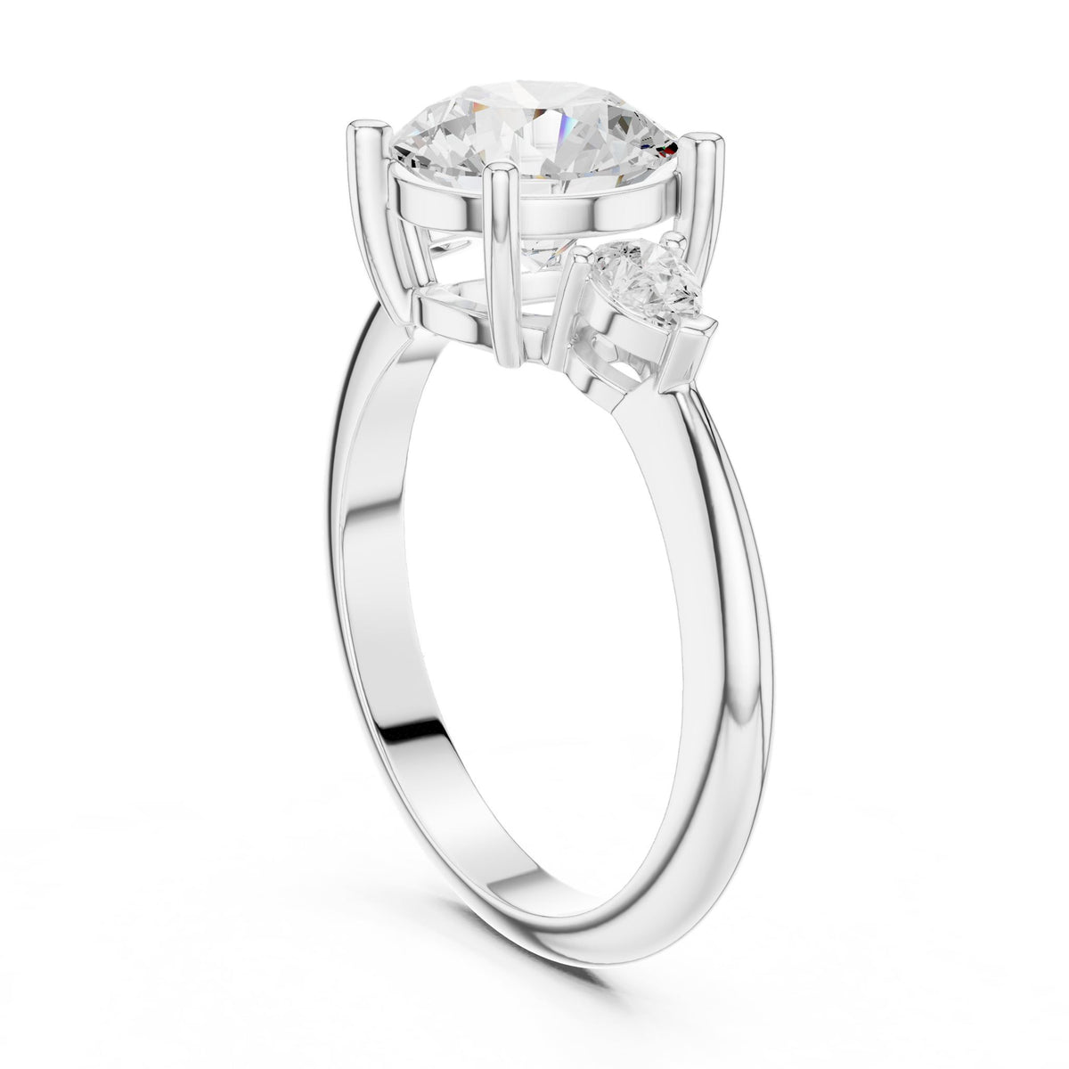 Round Three Stone Lab Grown Diamond Engagement Ring