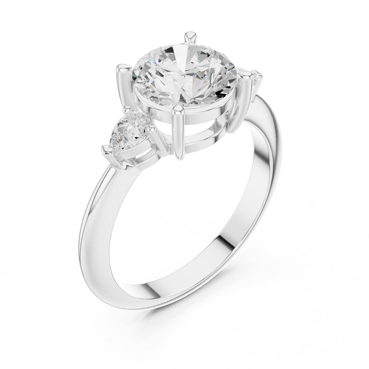 Round Three Stone Lab Grown Diamond Engagement Ring