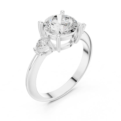Round Three Stone Lab Grown Diamond Engagement Ring