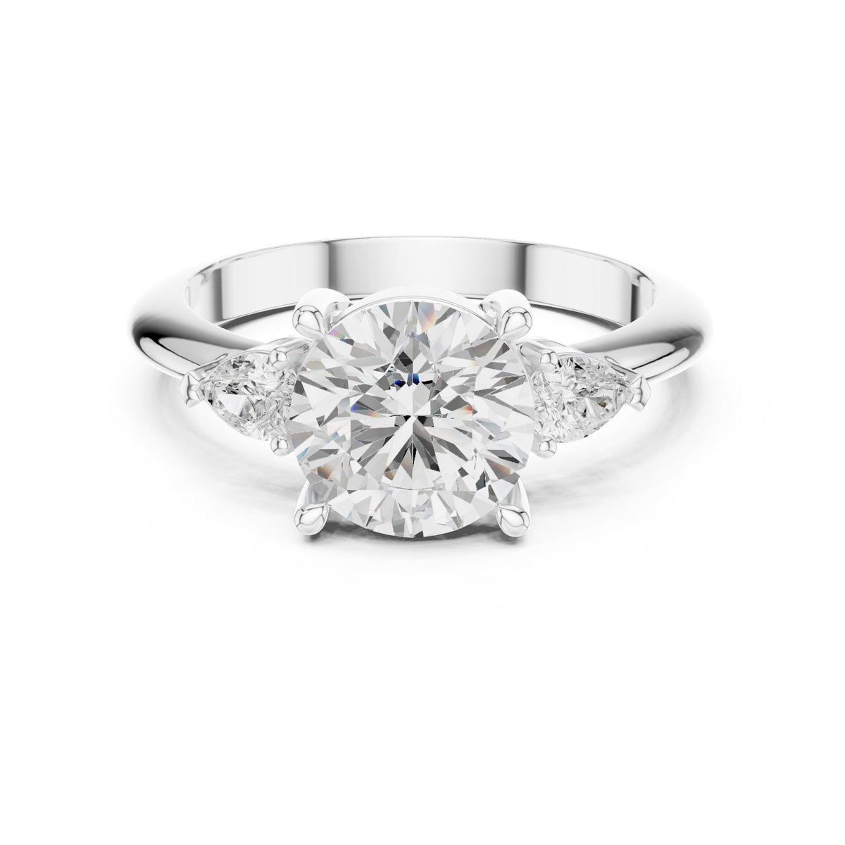 Round Three Stone Lab Grown Diamond Engagement Ring