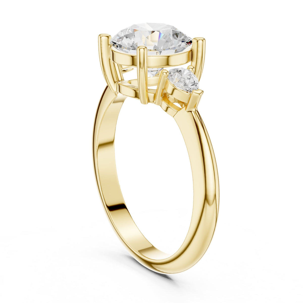 Round Three Stone Lab Grown Diamond Engagement Ring
