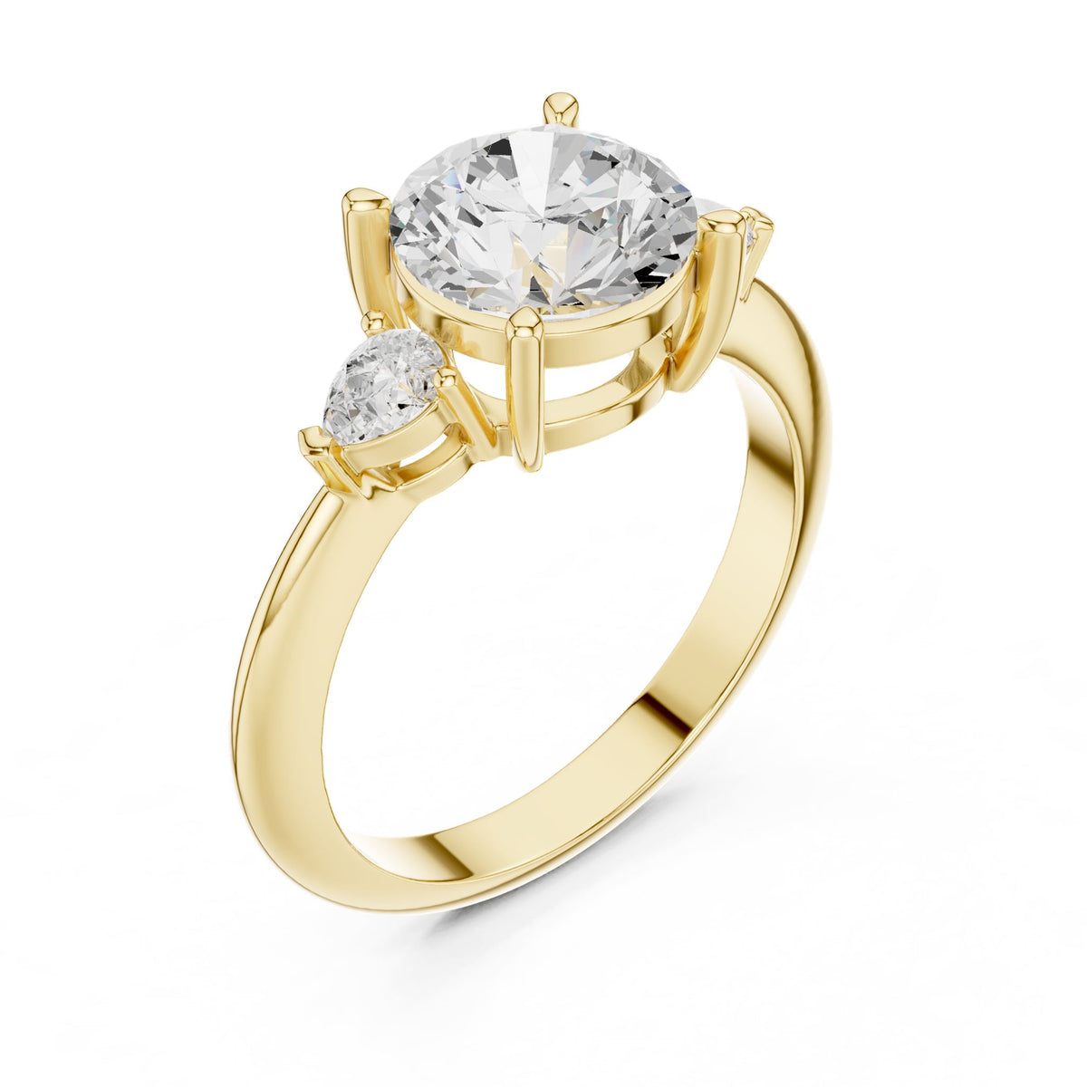 Round Three Stone Lab Grown Diamond Engagement Ring