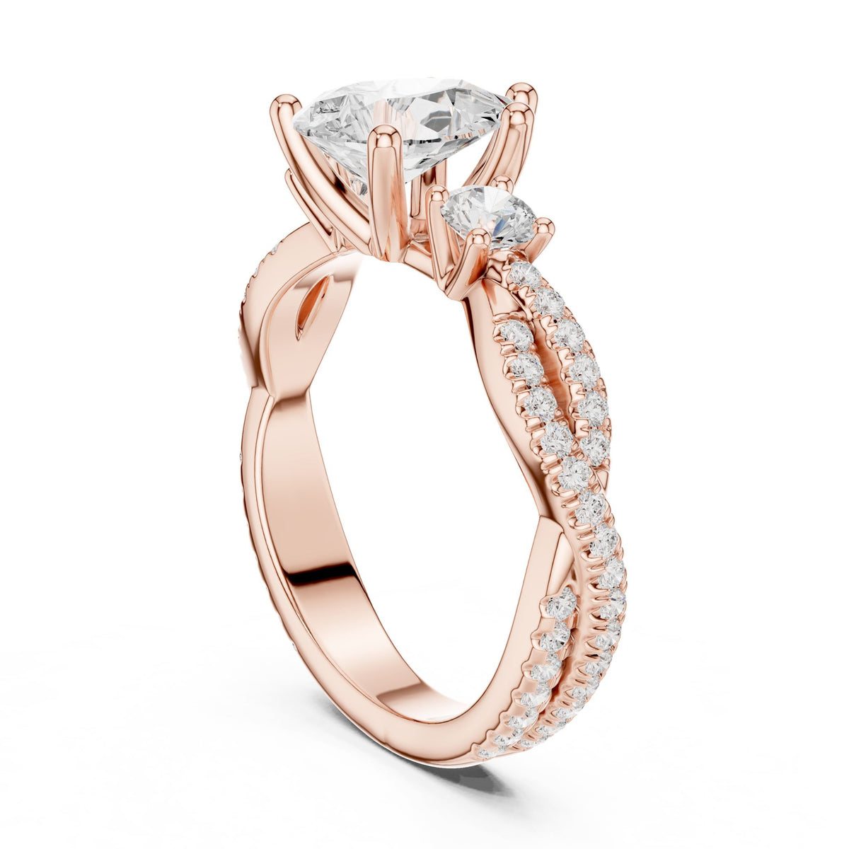 Round Three Stone Lab Grown Diamond Engagement Ring