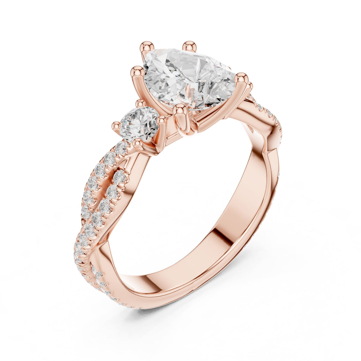Round Three Stone Lab Grown Diamond Engagement Ring