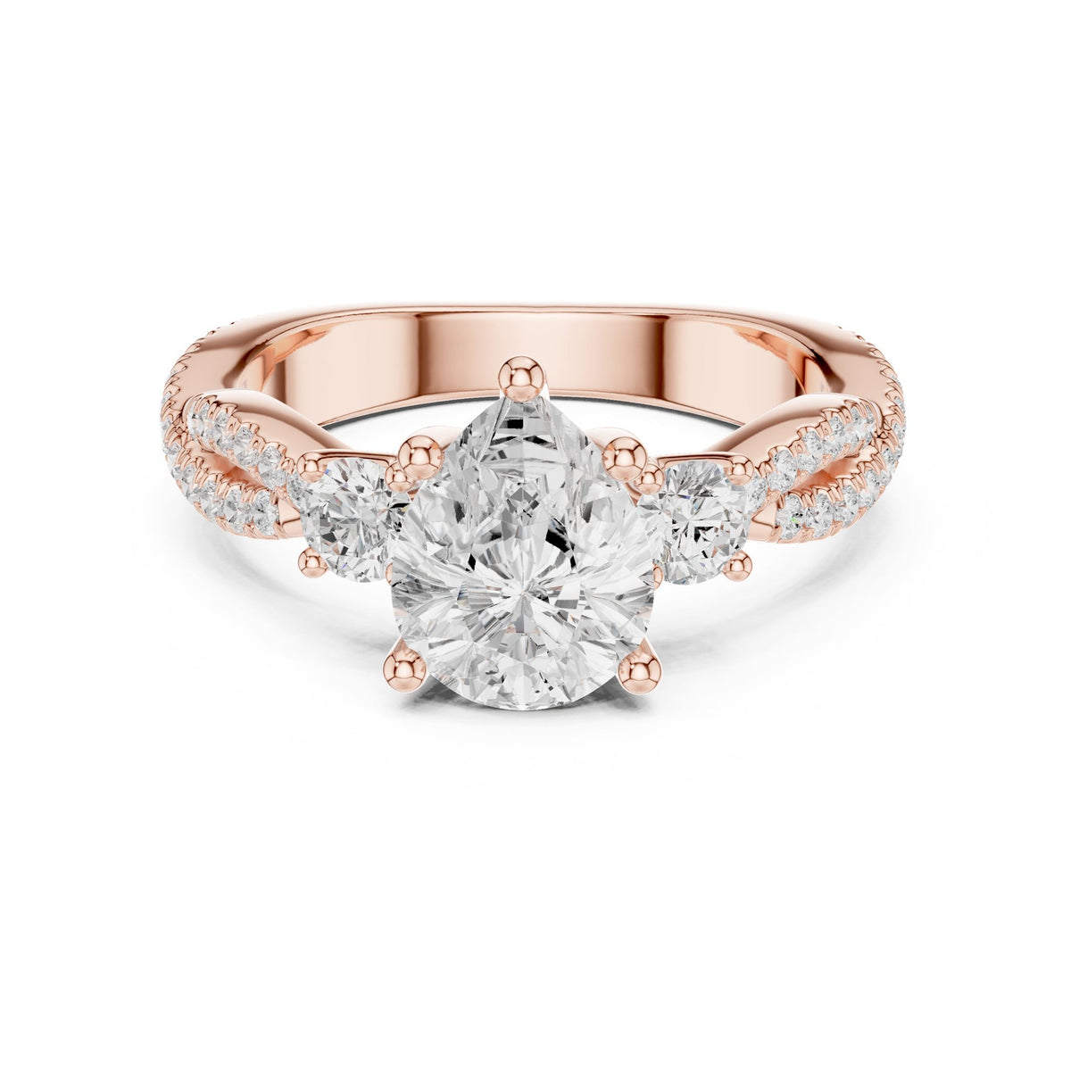 Round Three Stone Lab Grown Diamond Engagement Ring