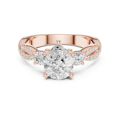 Round Three Stone Lab Grown Diamond Engagement Ring