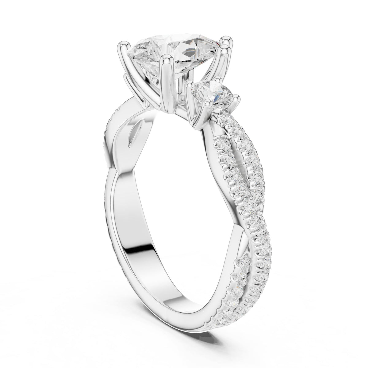 Round Three Stone Lab Grown Diamond Engagement Ring
