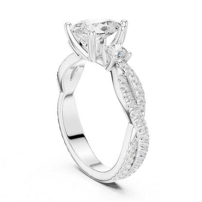 Round Three Stone Lab Grown Diamond Engagement Ring