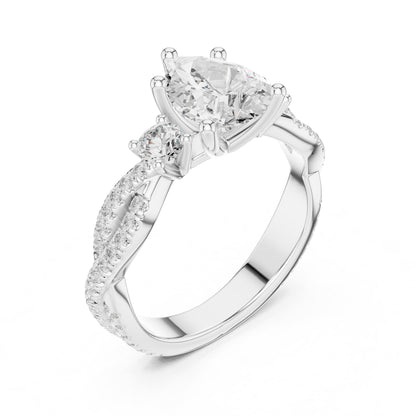 Round Three Stone Lab Grown Diamond Engagement Ring
