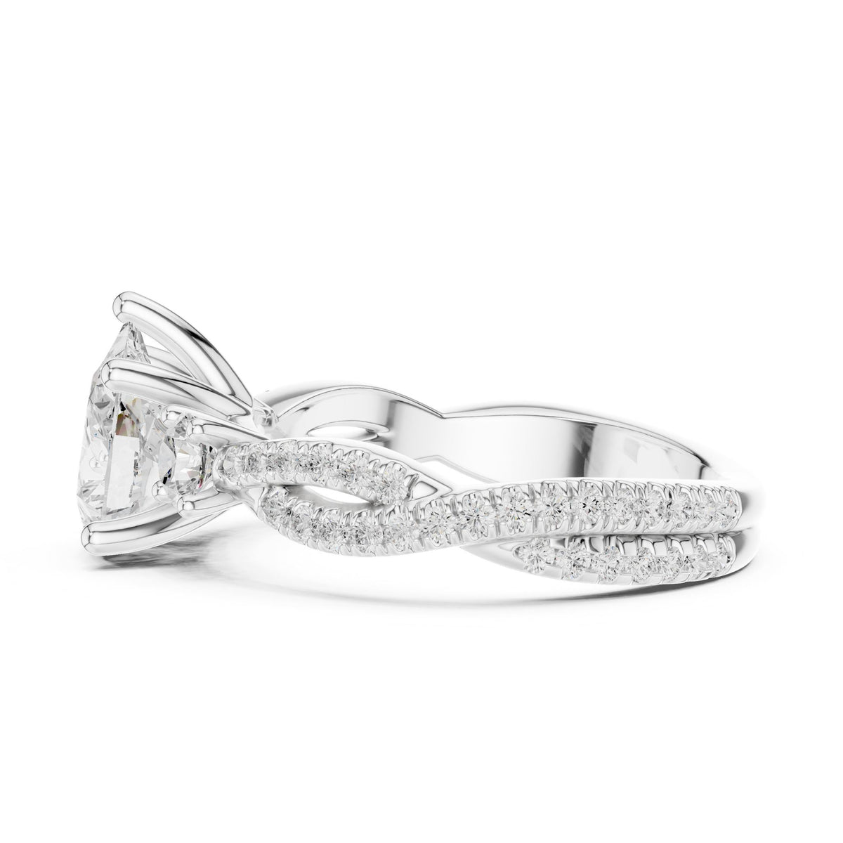 Round Three Stone Lab Grown Diamond Engagement Ring