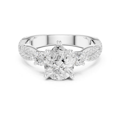 Round Three Stone Lab Grown Diamond Engagement Ring