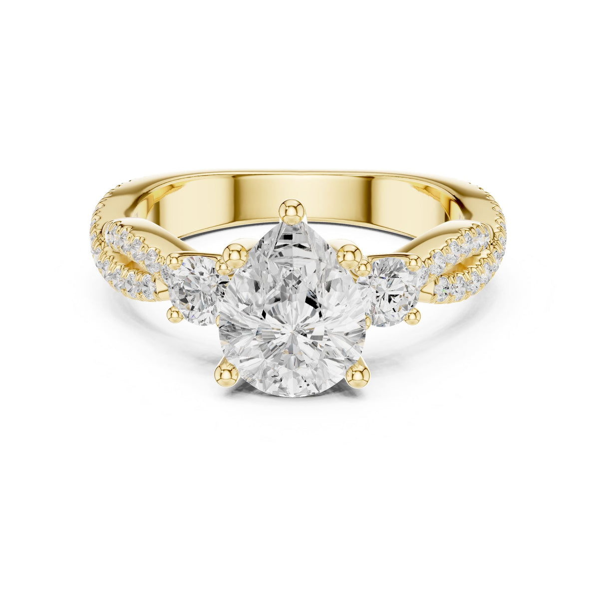 Round Three Stone Lab Grown Diamond Engagement Ring