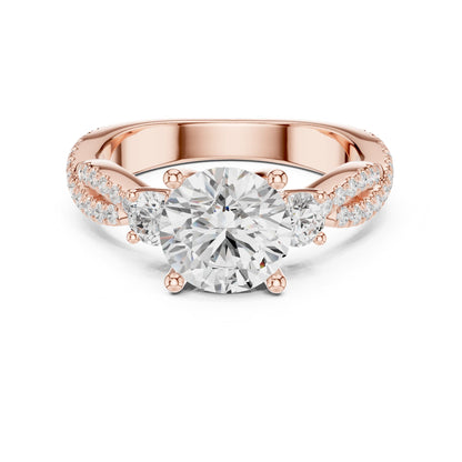 Round Three Stone Lab Grown Diamond Engagement Ring